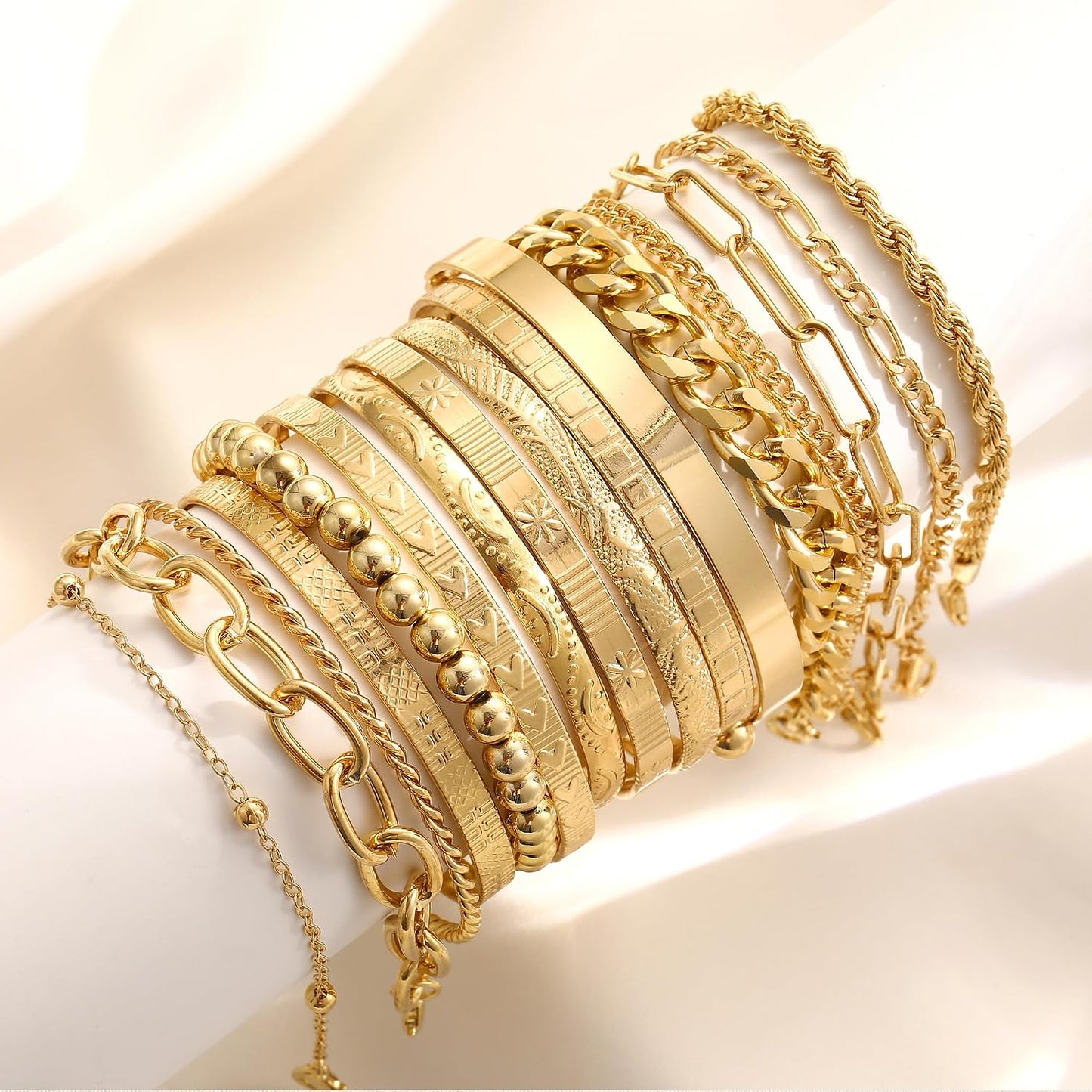 FAXHION Juego de joyas de oro para mujer, 68 piezas, con 7 collares...