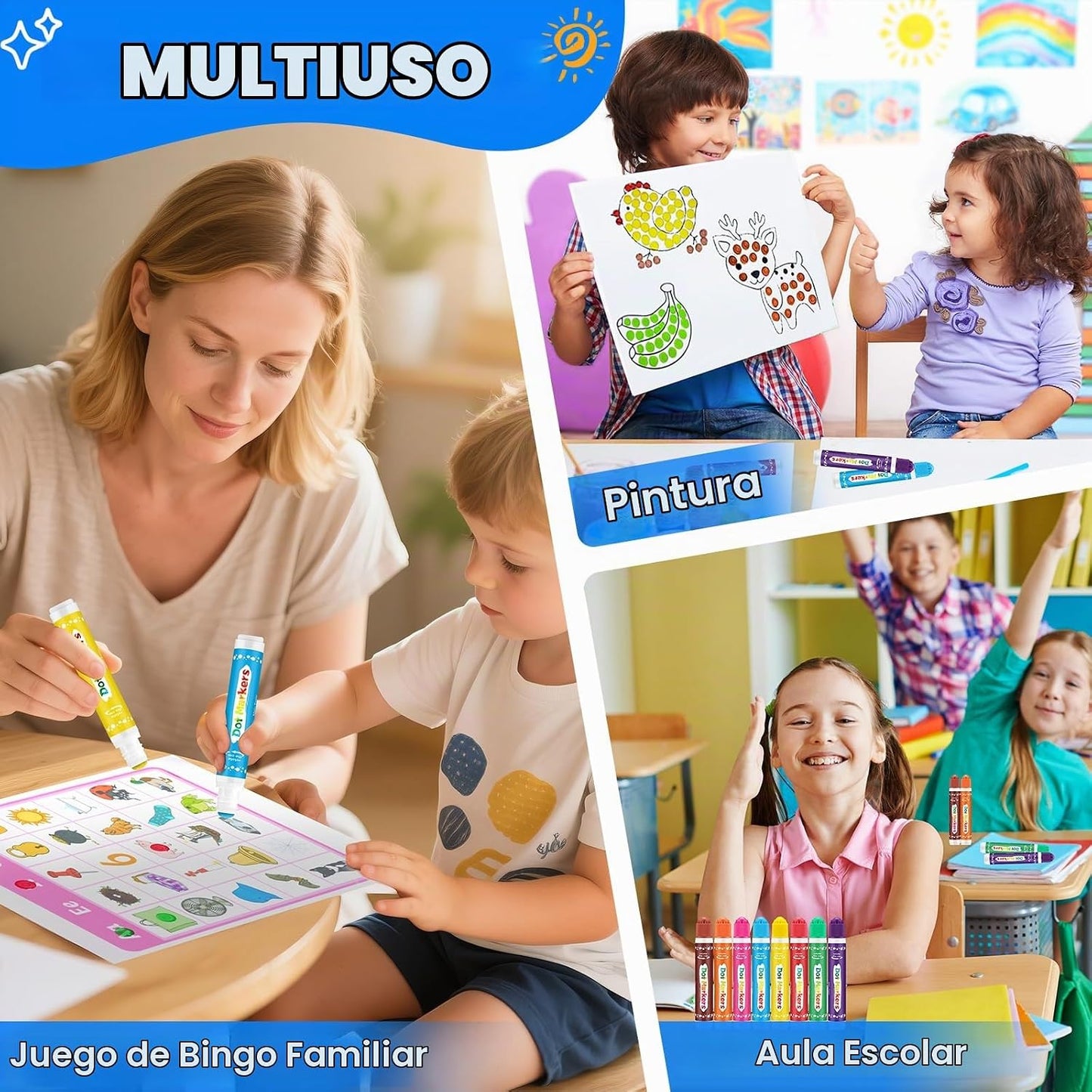 FUMILE 16 marcadores de puntos para niños pequeños de 1 a 3, 2 unid...