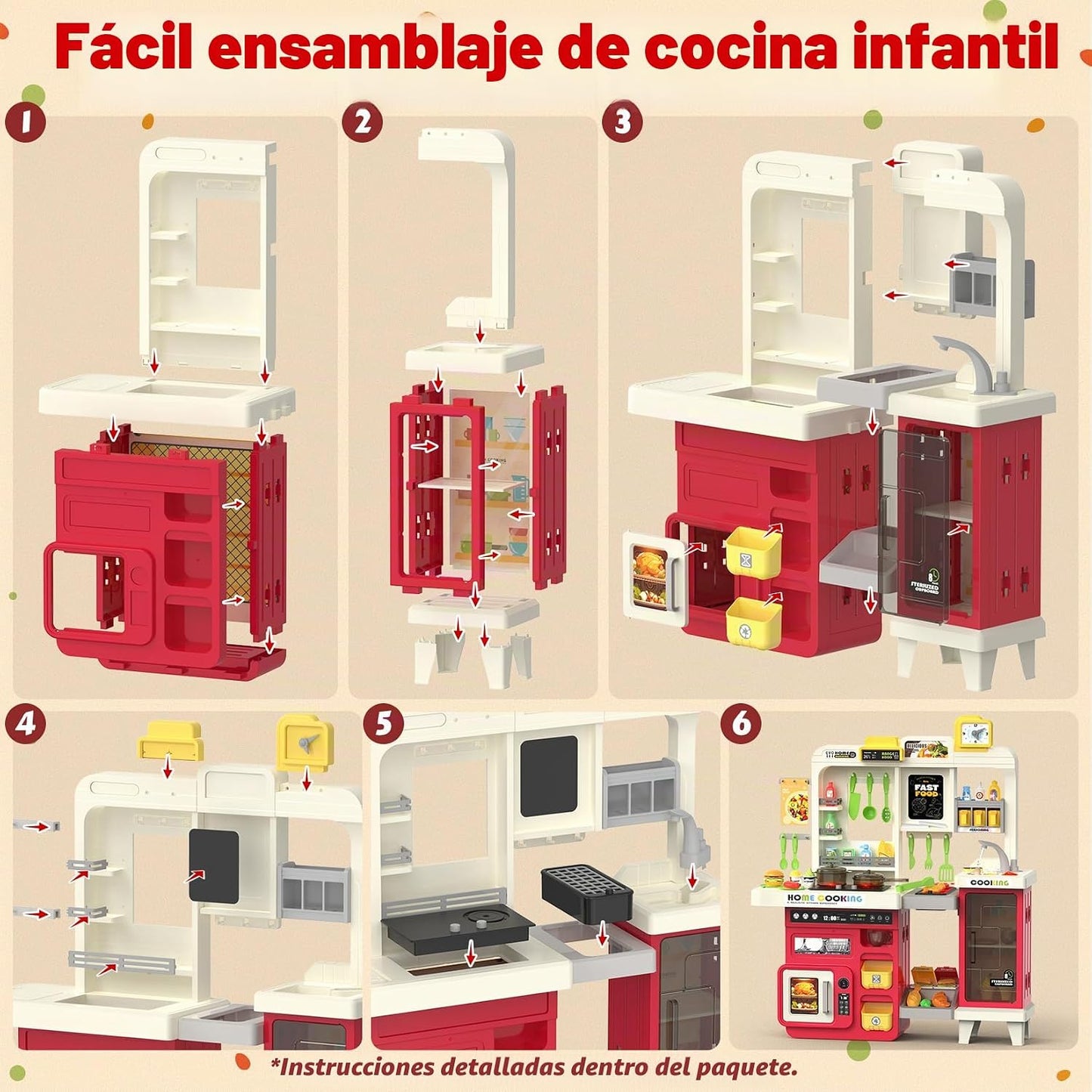 Juego de cocina para niños con luces, sonidos y vapor, juego de coc...