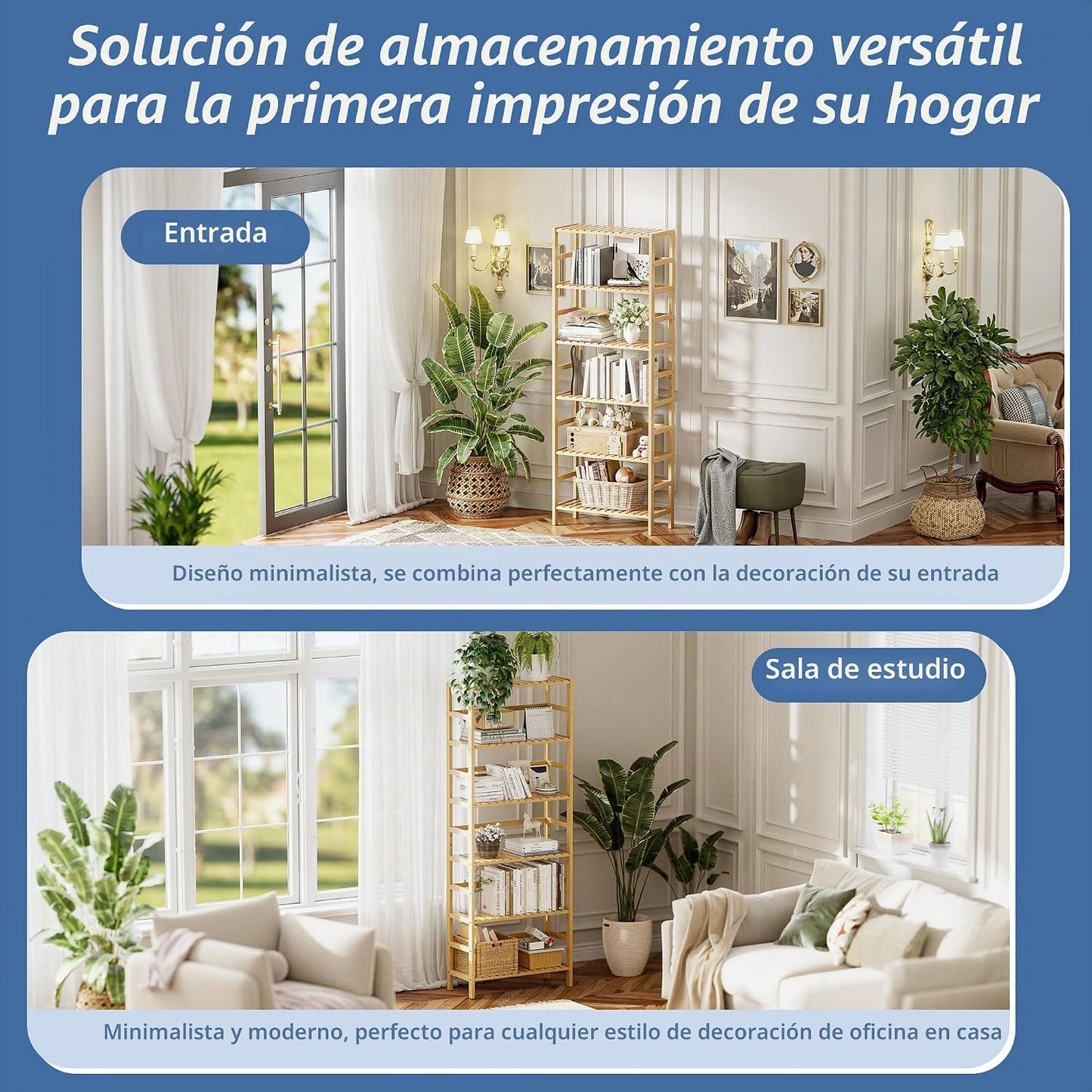 HITNET Estante de bambú, estantería abierta alta ajustable de 6 niv...