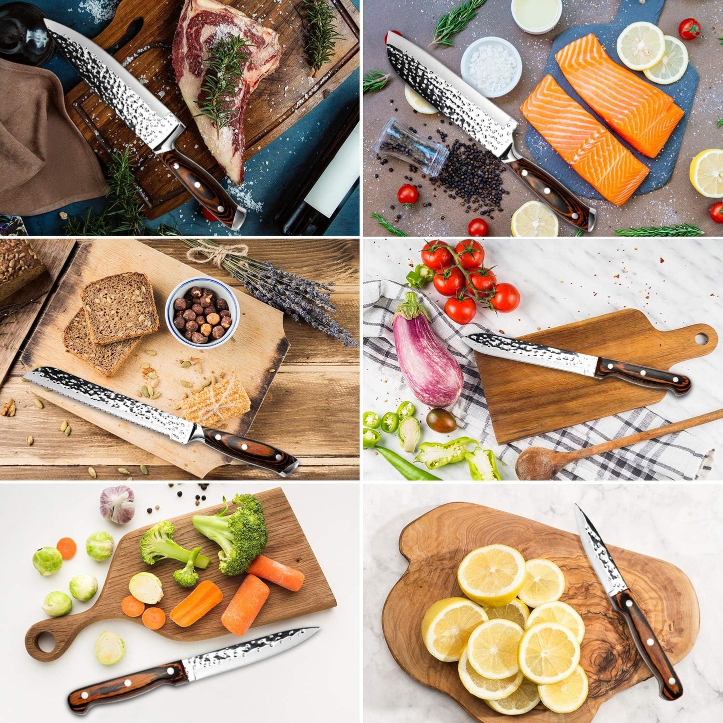 Juego de cuchillos de cocina, juego de cuchillos de 15 piezas con b...