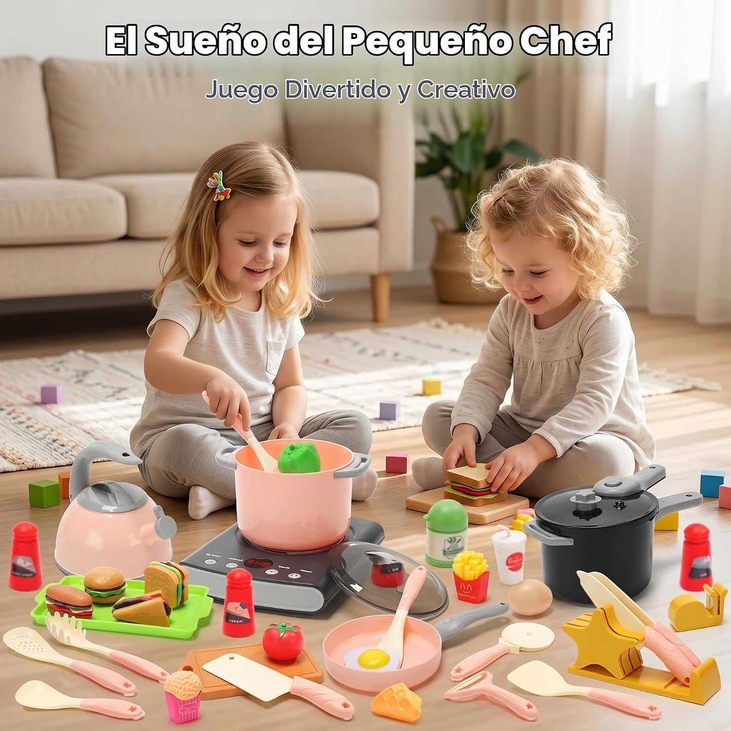 CUTE STONE Juego de accesorios de cocina, juego de juguetes de coci...