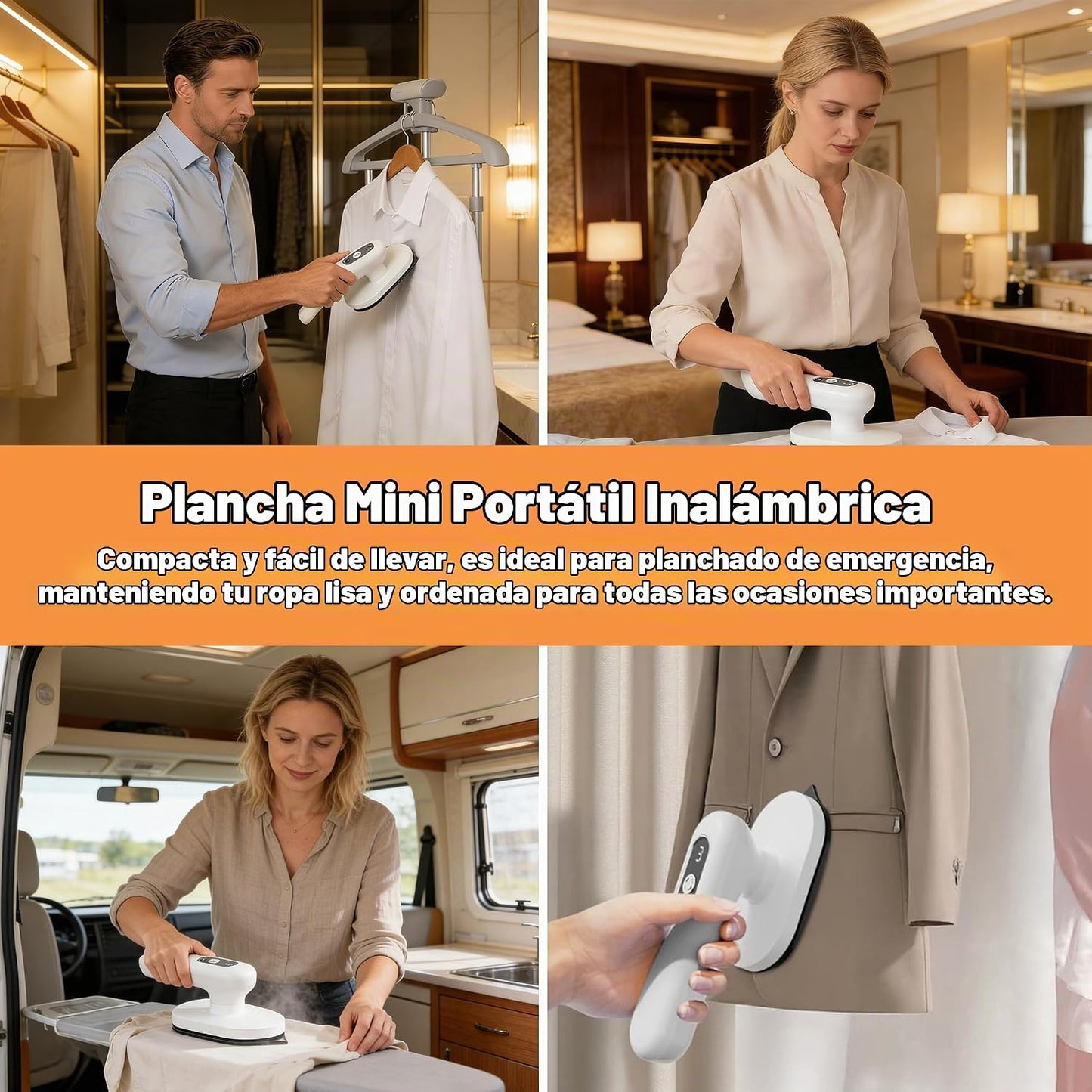 SL Euthtion Mini plancha de viaje inalámbrica para ropa, portátil r...