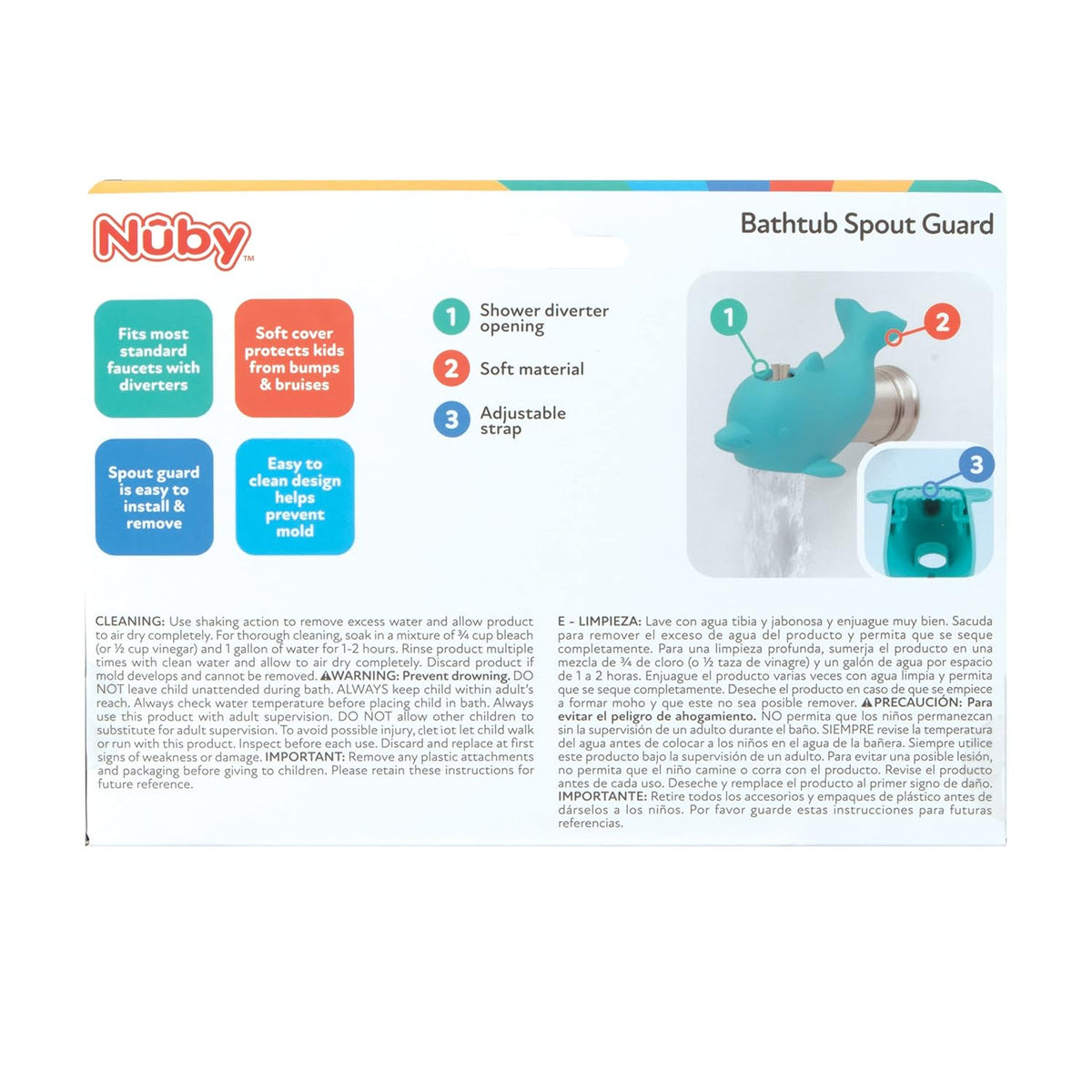 Nuby Protector de boquilla de seguridad para bañera, compatible con...
