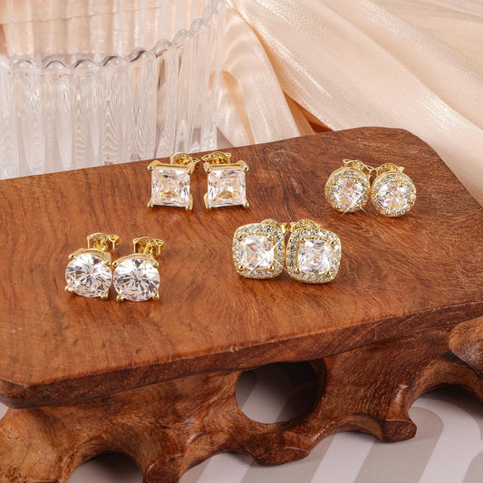 ALEXCRAFT Aretes de tuerca de plata de ley para mujeres y niñas, ci...