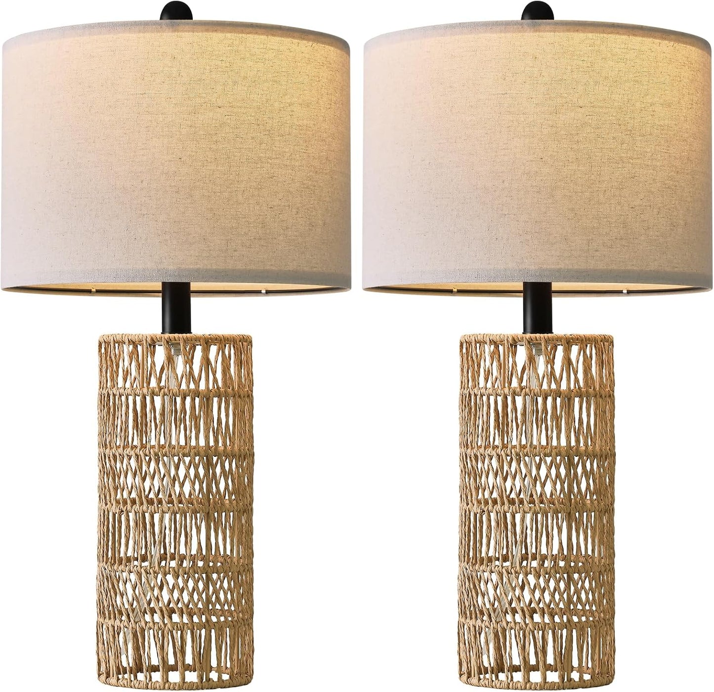 OYEARS - Juego de 2 lámparas de mesa boho de 22.5" para sala de...