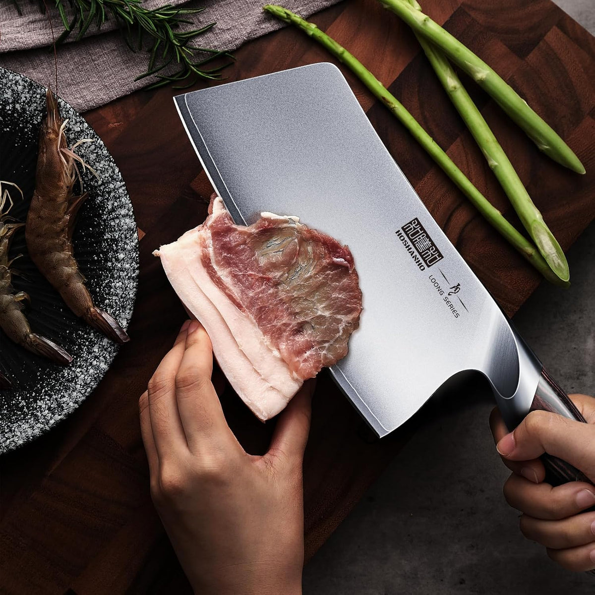 HOSHANHO Cuchillo Cleaver de 7 Pulgadas, Cuchilla Japonesa Ultra Af...