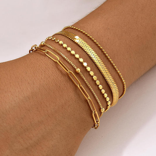 Striviio Pulseras de oro para mujer, chapado en oro de 14 quilates,...
