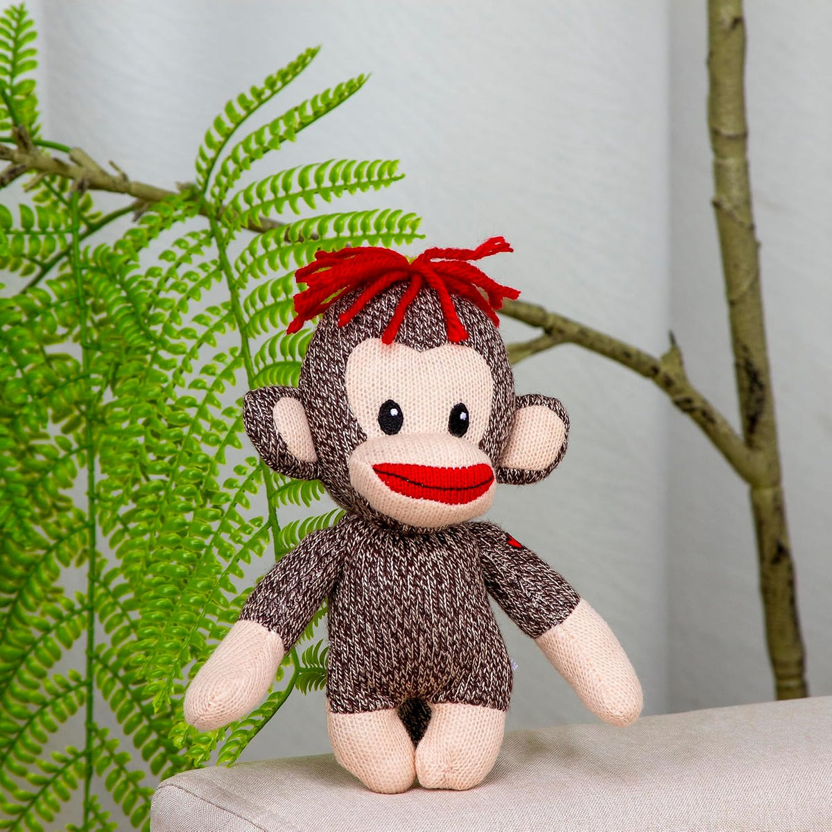 Plushland Original Mono Curioso Marrón de Calceti, Tejido a Mano, J...