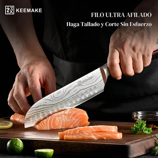 KEEMAKE - Juego de cuchillos de cocina, juego de cuchillos de chef...