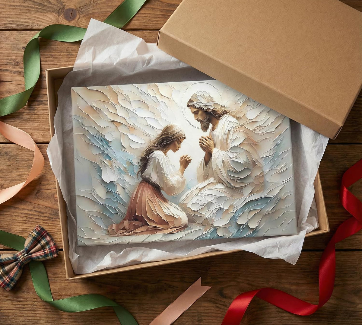 Lienzo de oración de Jesús y mujer, arte de pared Jesús sana a una...