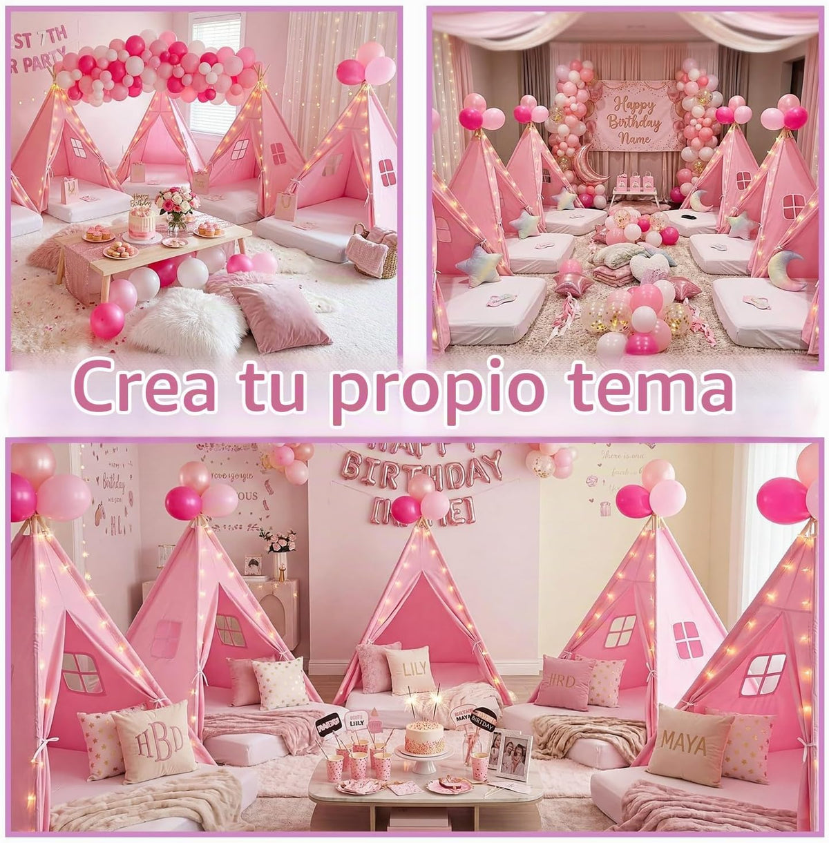 Lemosae - Paquete de 6 tiendas de campaña tipo tipi para niños con...