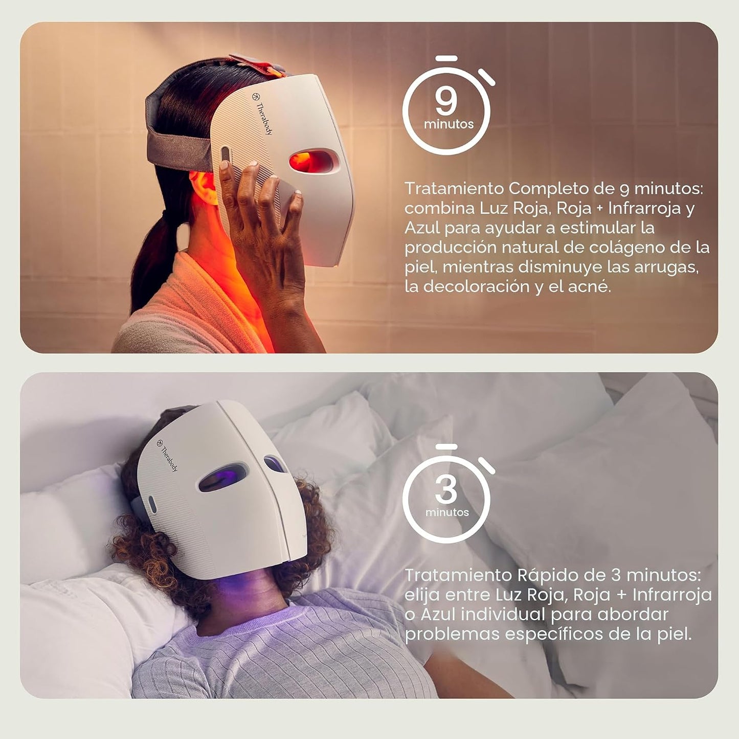 TheraFace Therabody - Máscara facial con terapia de luz LED para el...