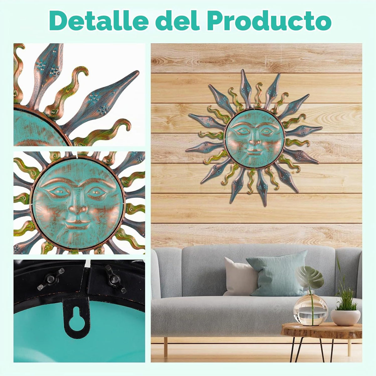 HOBYLUBY Decoración de pared de metal, decoración de pared grande y...