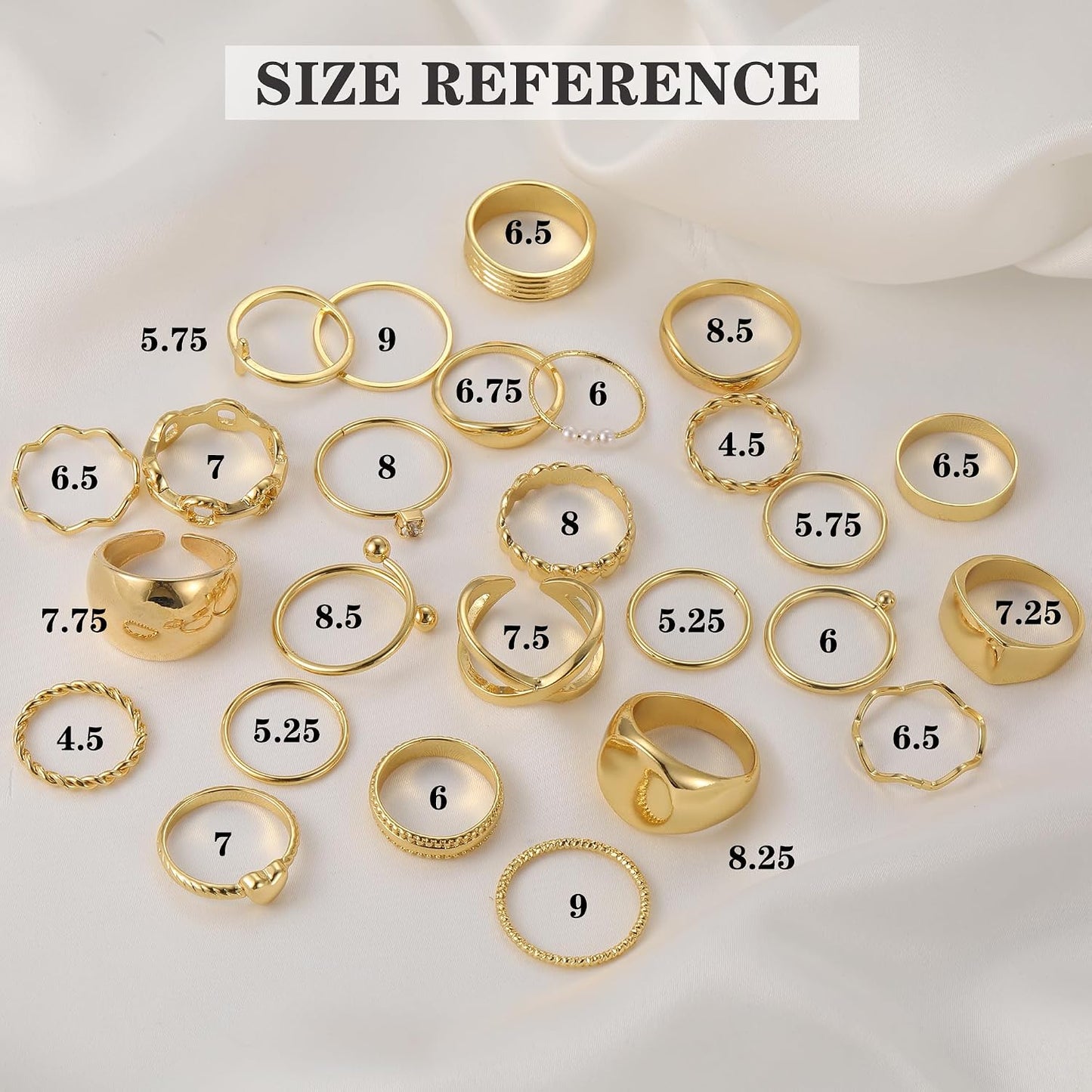 YEEZII Juego de 25 anillos dorados para nudillos para mujer, lindos...