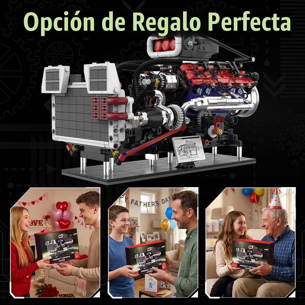 V8 - Juego de construcción de motor compatible con LEGO, kit de mod...