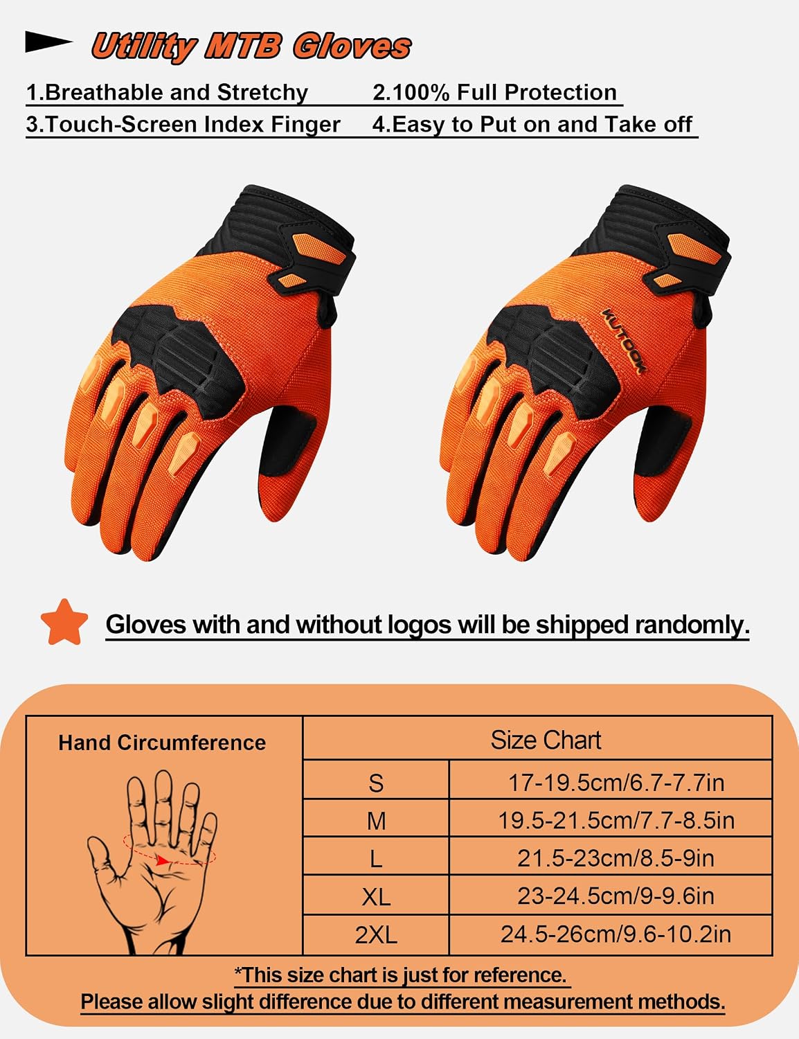 KUTOOK Guantes de ciclismo para hombre, protección acolchada de pal...