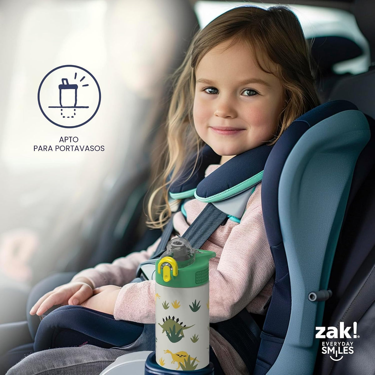 Zak Designs Botella de agua para niños de princesas Disney Sage par...