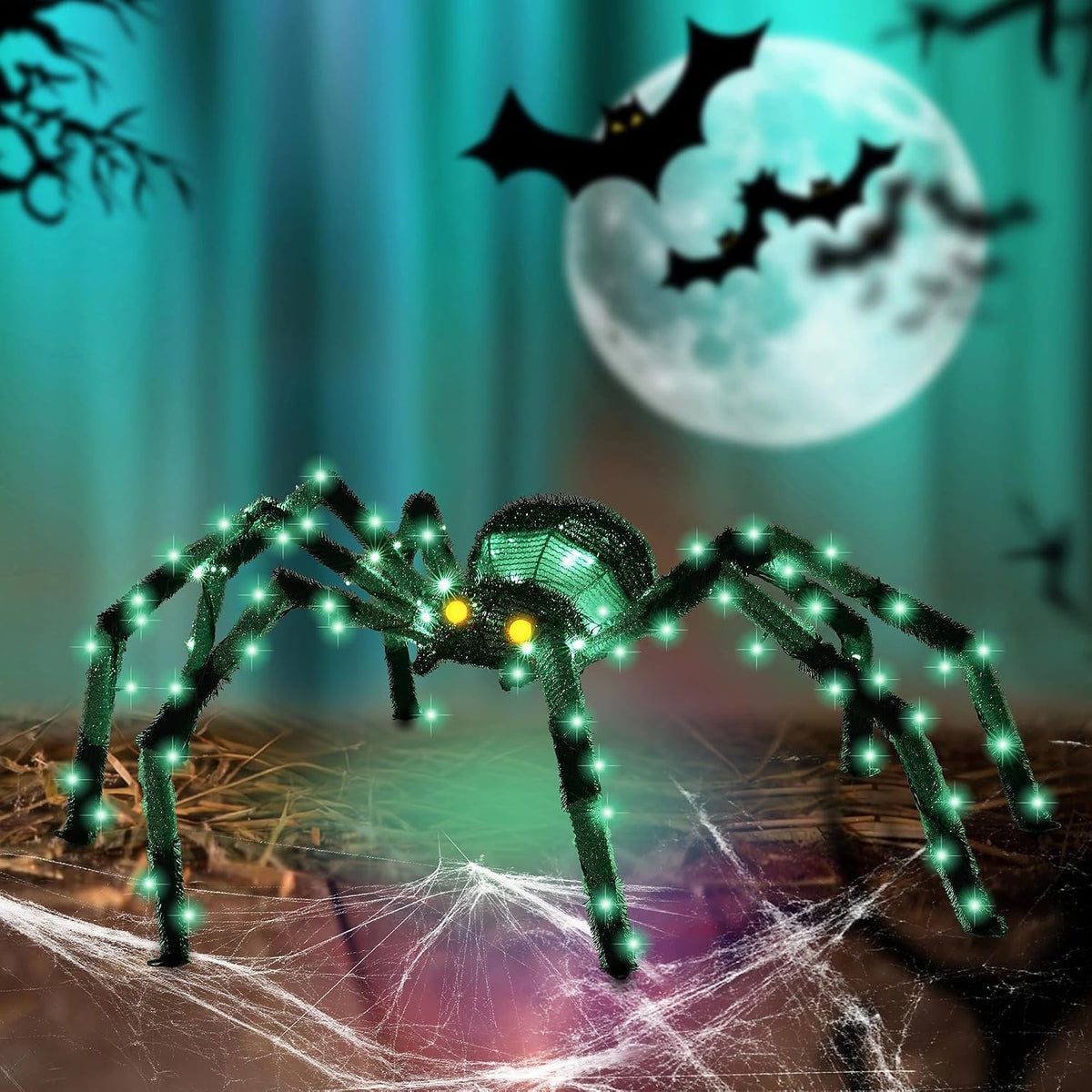 Araña gigante de 4.2 pies para decoración de Halloween al aire libr...
