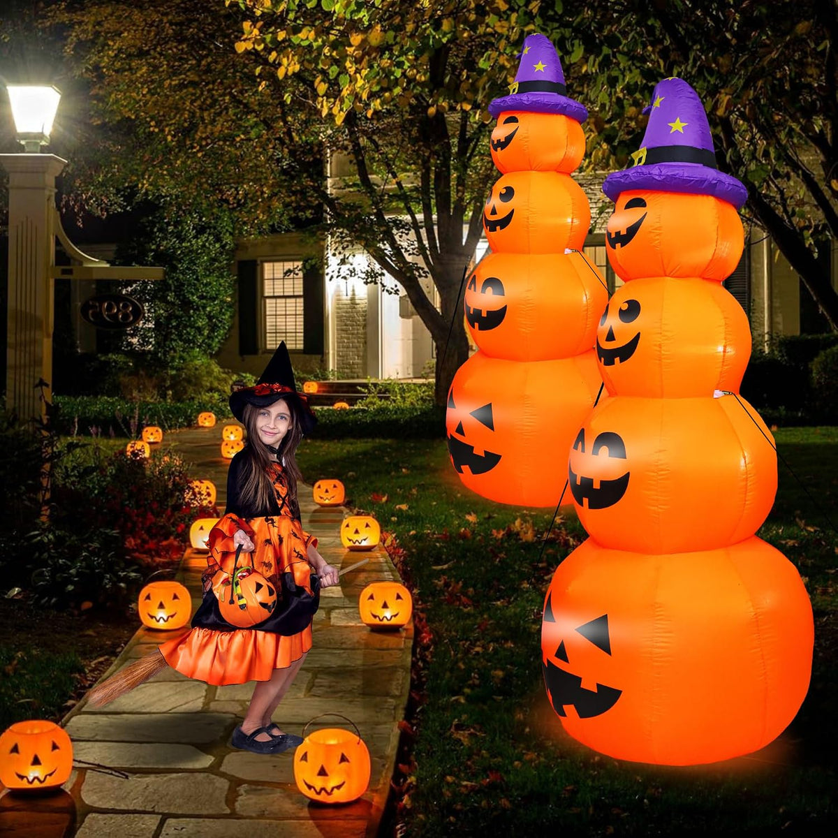 DearSun Calabazas inflables apiladas de Halloween de 8 pies de alto...
