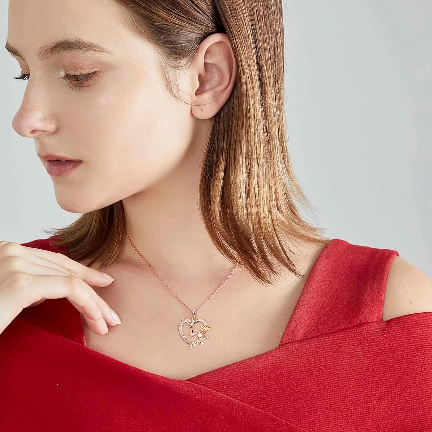 Alsanix - Collar de Corazón para Mujer, Plata de Ley\/Chapado en Or...
