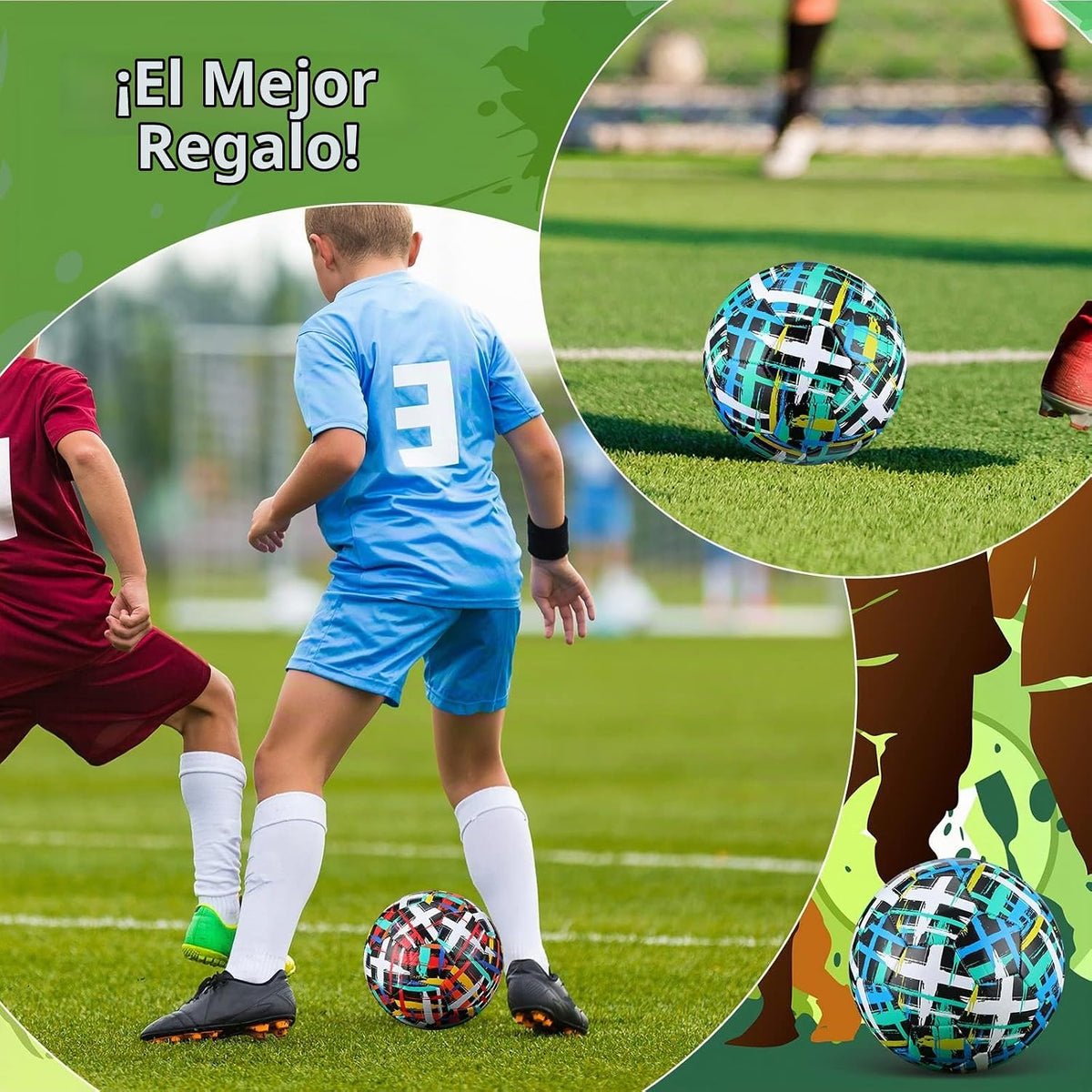 HyDren 2 pelotas de fútbol con inflador, tamaño oficial 4\/5, pelot...