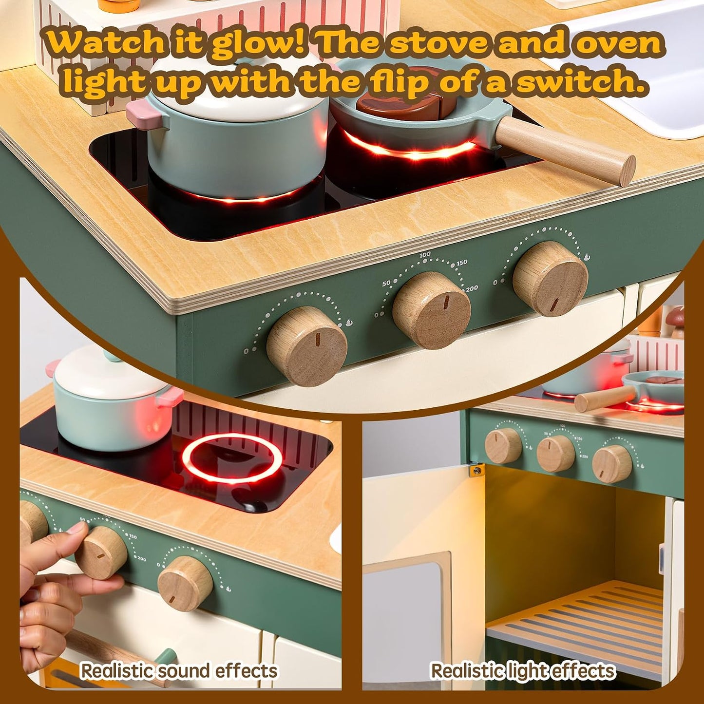 Juego de cocina de madera para niños con comida de juego, juego de...