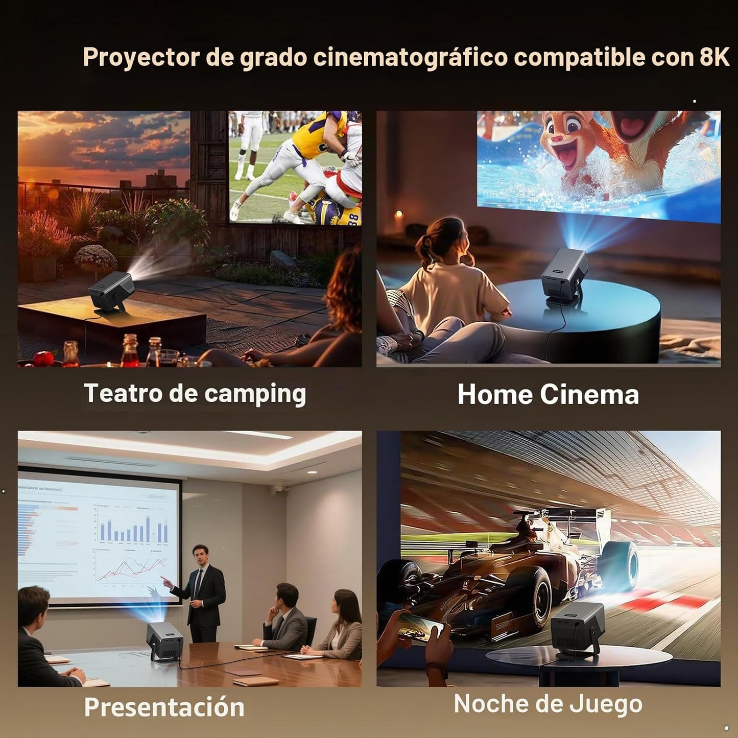 Proyector inteligente X7 2000 ANSI, 1080P nativo, soporte de entrad...