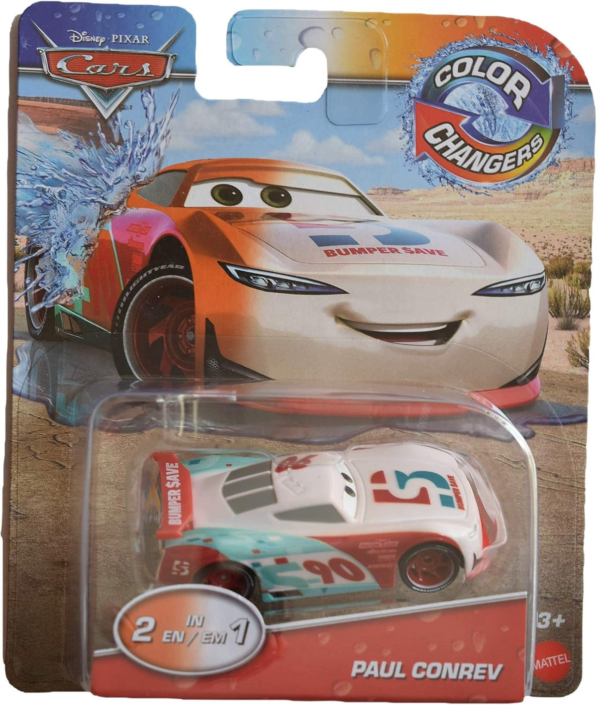 Disney Pixar Cars Paul Conrev, Cambiadores de Color Escala 1:55
