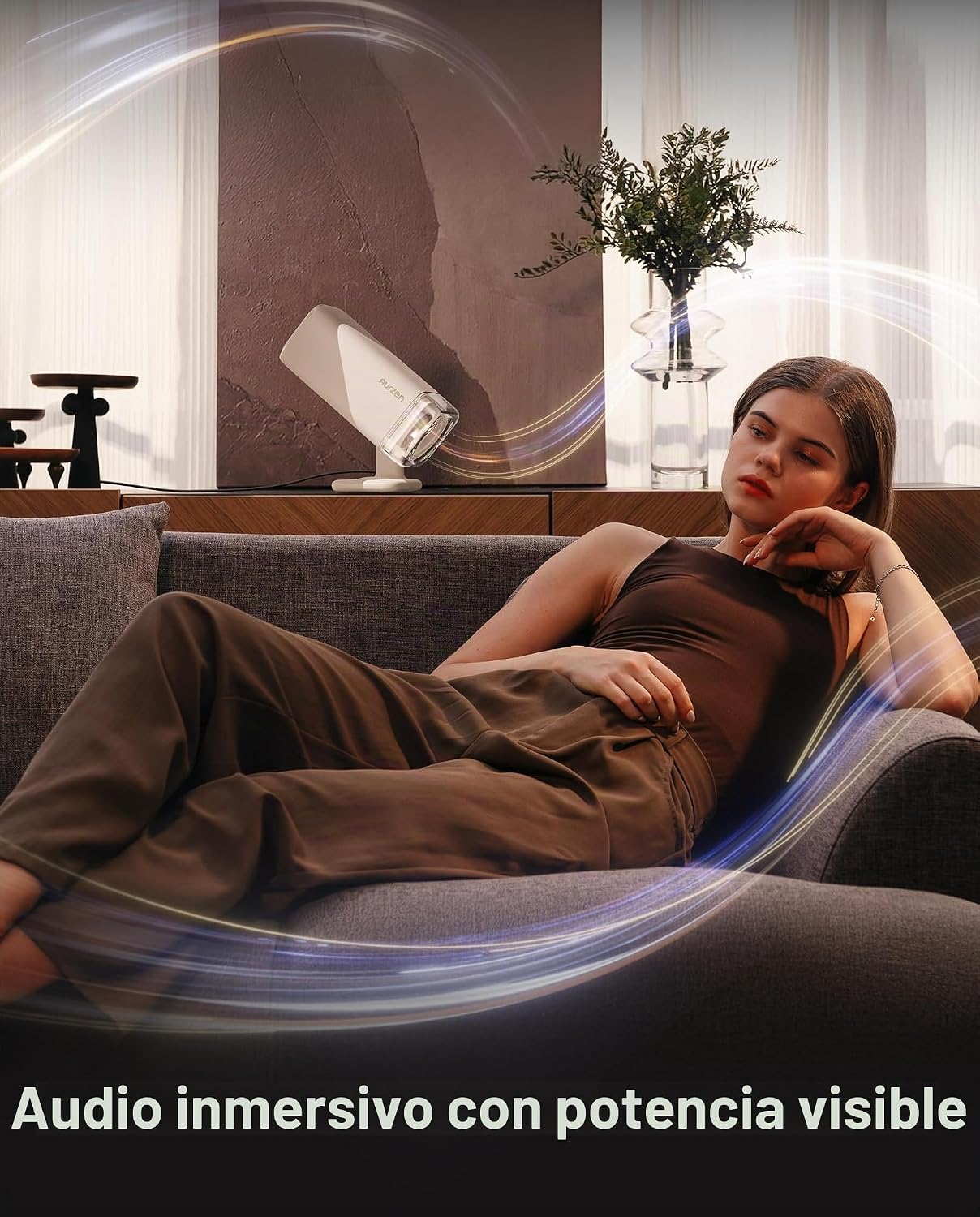 Aurzen BOOM Air - Proyector portátil para Google TV con alimentació...