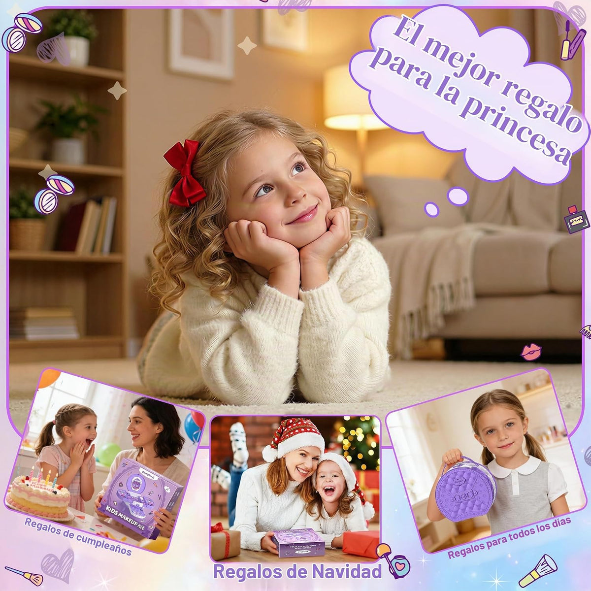 Juego de maquillaje para niños, 59 piezas, cosméticos auténticos la...