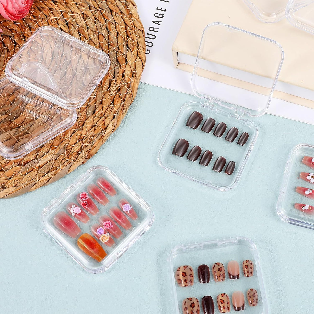 30 piezas de caja de uñas a presión, caja de almacenamiento de uñas...