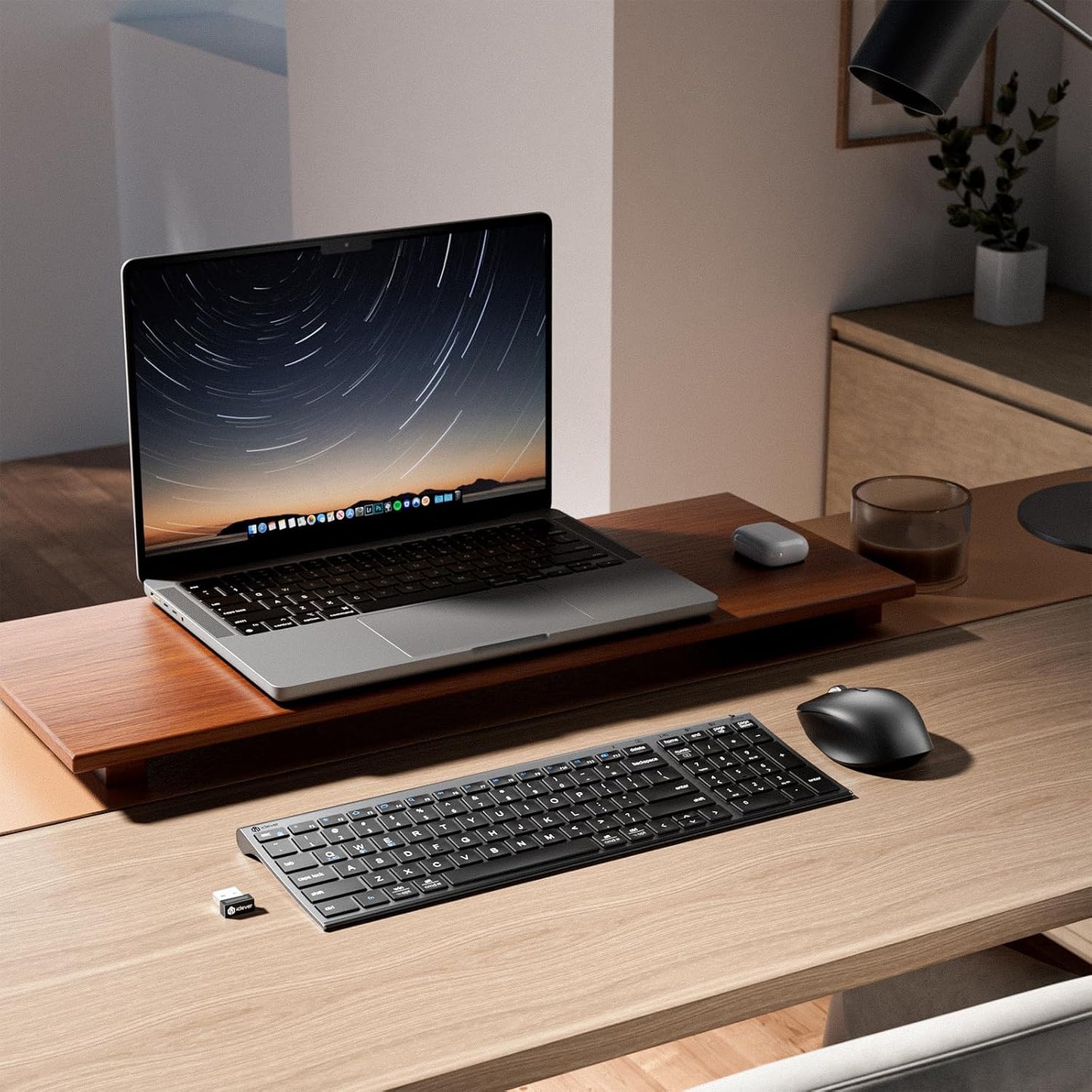 iClever Combo de teclado y mouse inalámbricos Bluetooth DK05, gris...