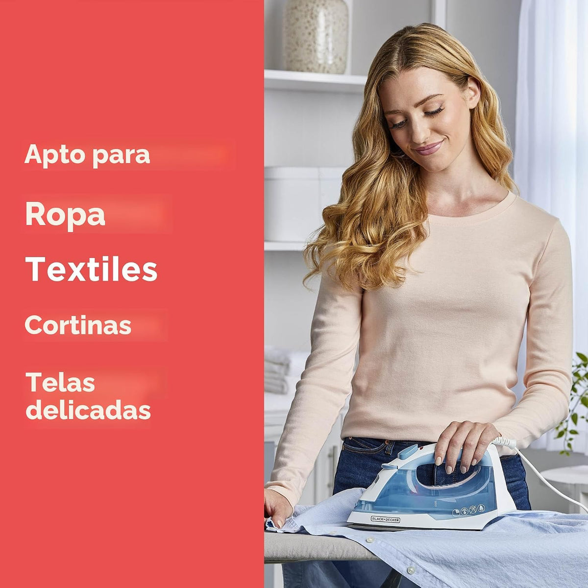 Fácil plancha de vapor antiadherente BLACK+DECKER IR40V compacta co...