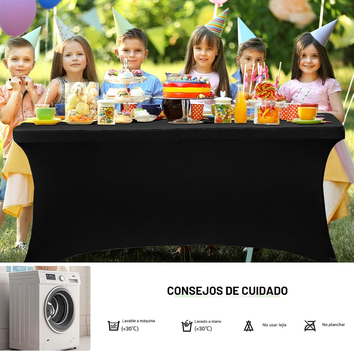 Obstal Paquete de 6 Fundas de Mesa Elásticas de Spandex para Mesas...