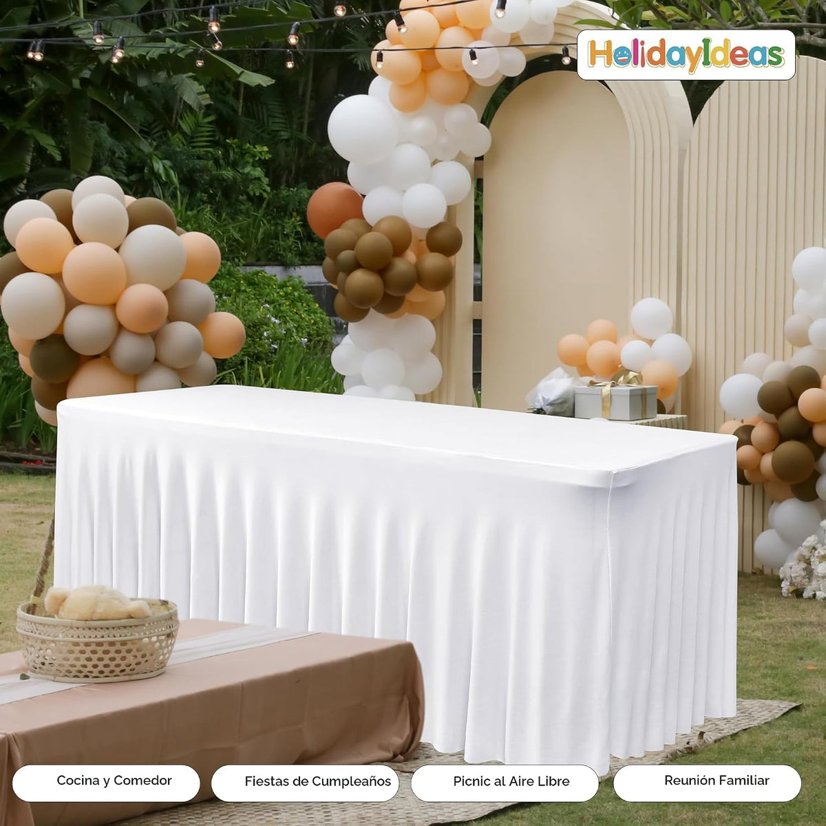 Fundas de mesa rectangulares de elastano blanco de 6 pies para fies...