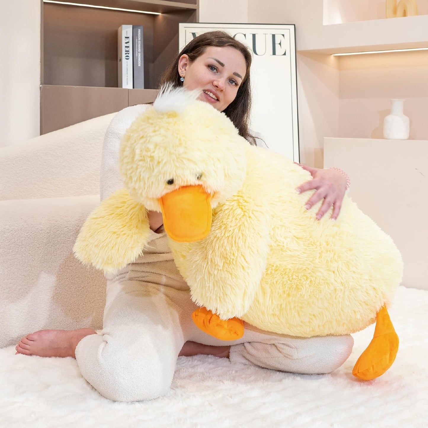 Jrystar Animales de peluche de pato gigante de 43 pulgadas, juguete...