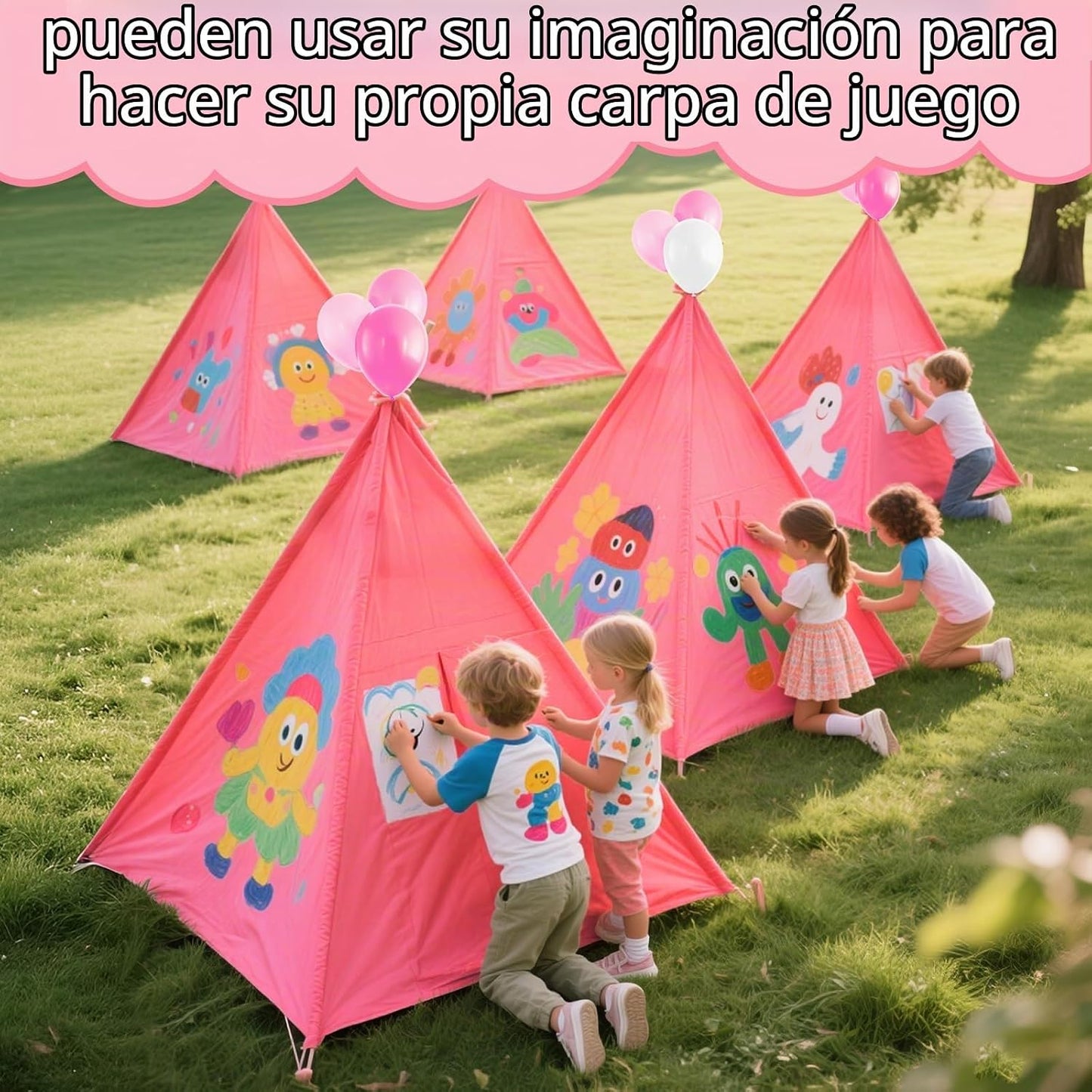 PLULON Paquete de 4 tiendas de campaña tipo tipi para niños y niñas...