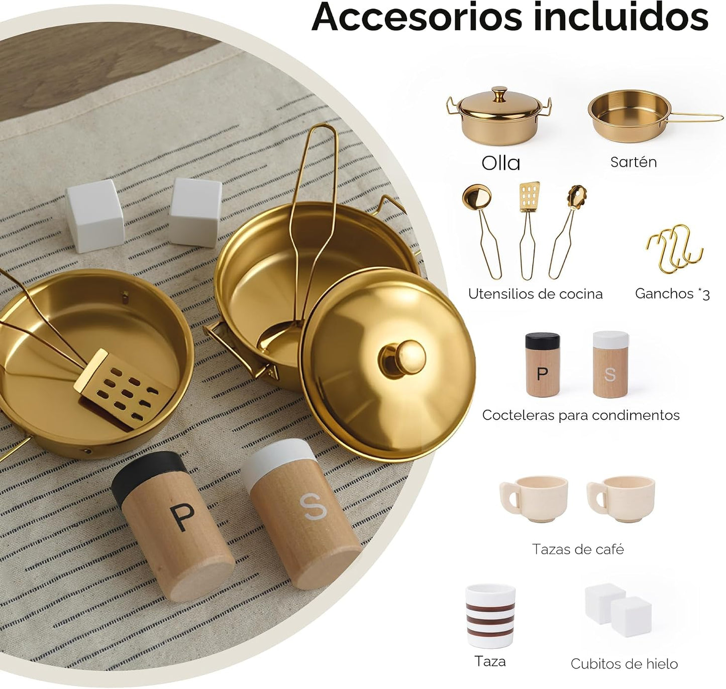Juego de cocina de madera para niños \u2013 Cocina de simulación re...