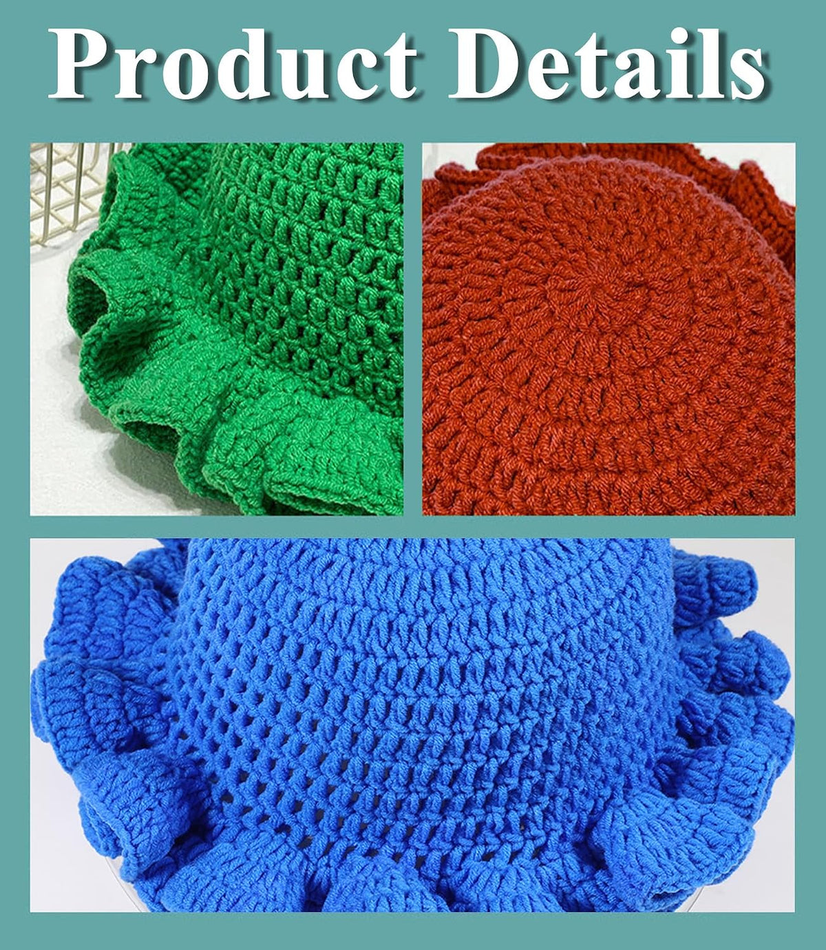 Ahouws Sombrero de Crochet para Mujeres, Gorra de Cubo a la Moda, G...