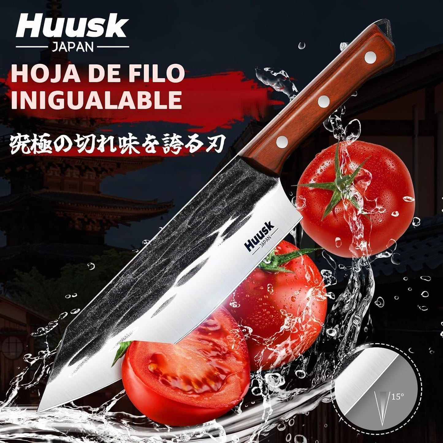 Huusk - Juego de cuchillos de carnicero, 4 cuchillos de barbacoa fo...