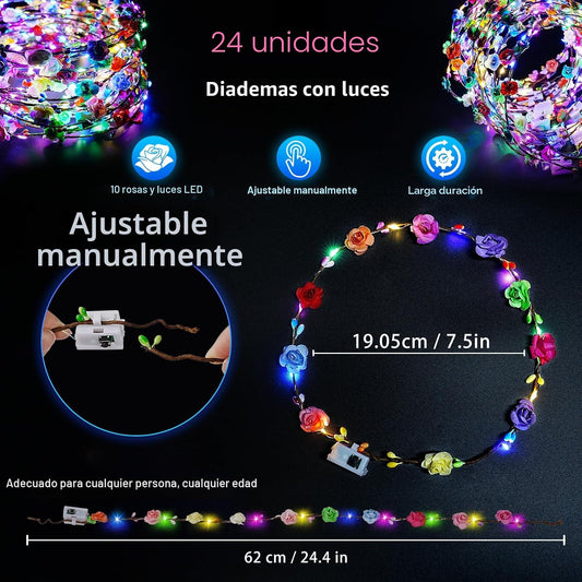 Regalos del Día de San Valentín, 24 PCS Diademas de Coronas de Flor...