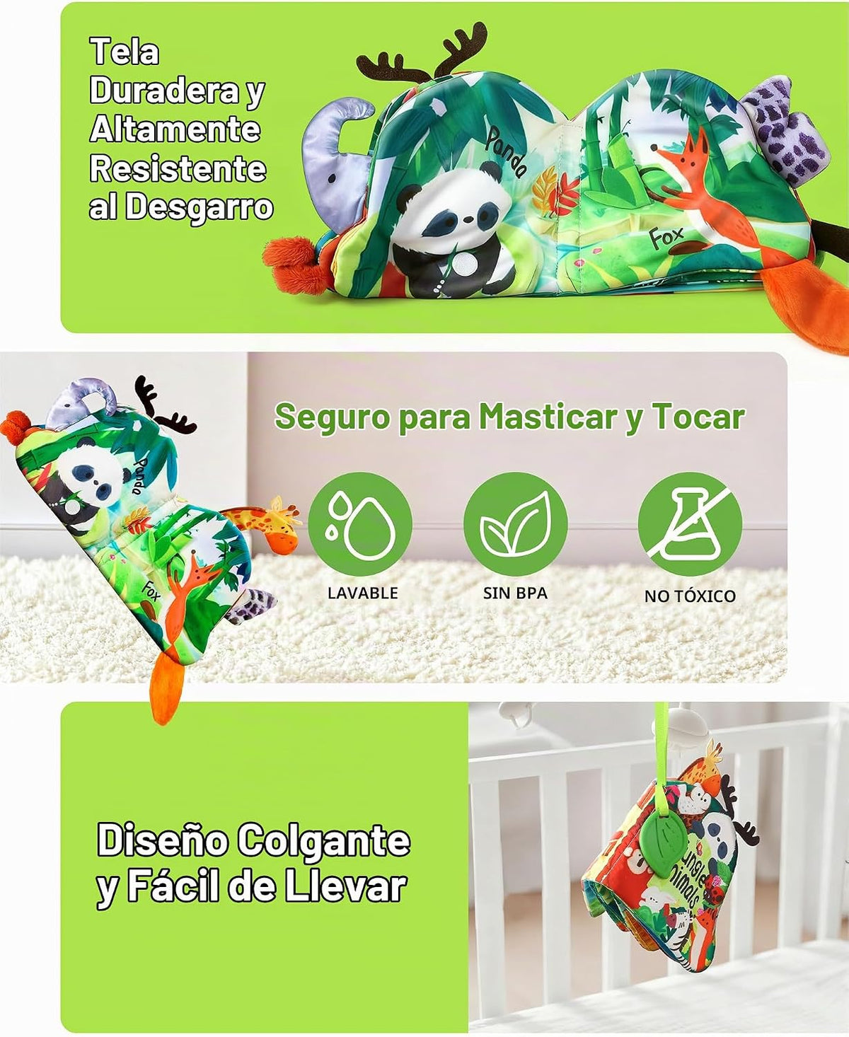Jovow Libros para bebés de 0 a 6 meses, juguetes sensoriales para l...