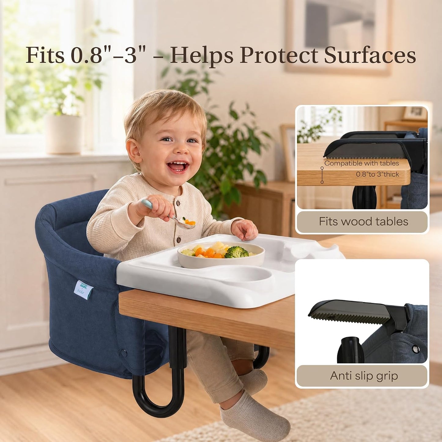 Evolur Silla alta para bebé de gancho, asiento de comedor portátil...