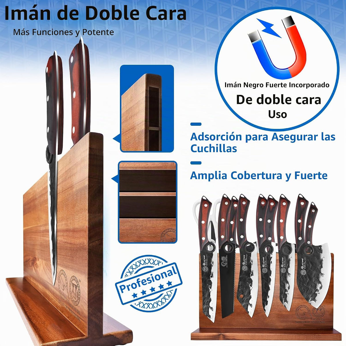 Juego de cuchillos XYJ con bloque magnético, juego de cuchillos de...
