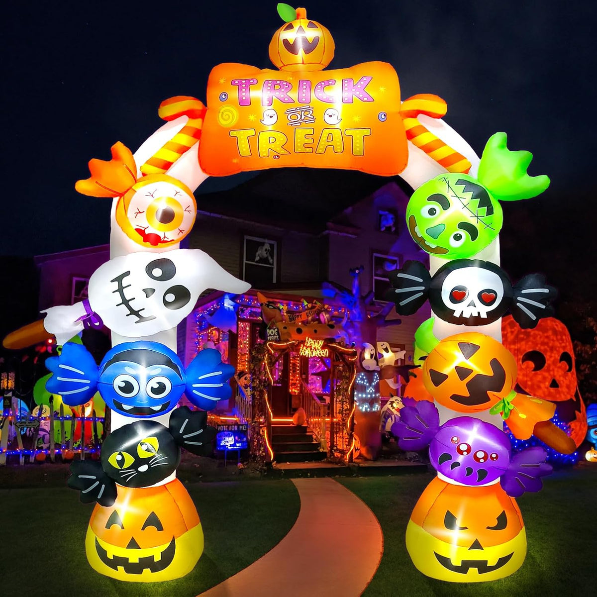 Kalolary Fantasma de caramelo inflable de Halloween de 10 pies de a...