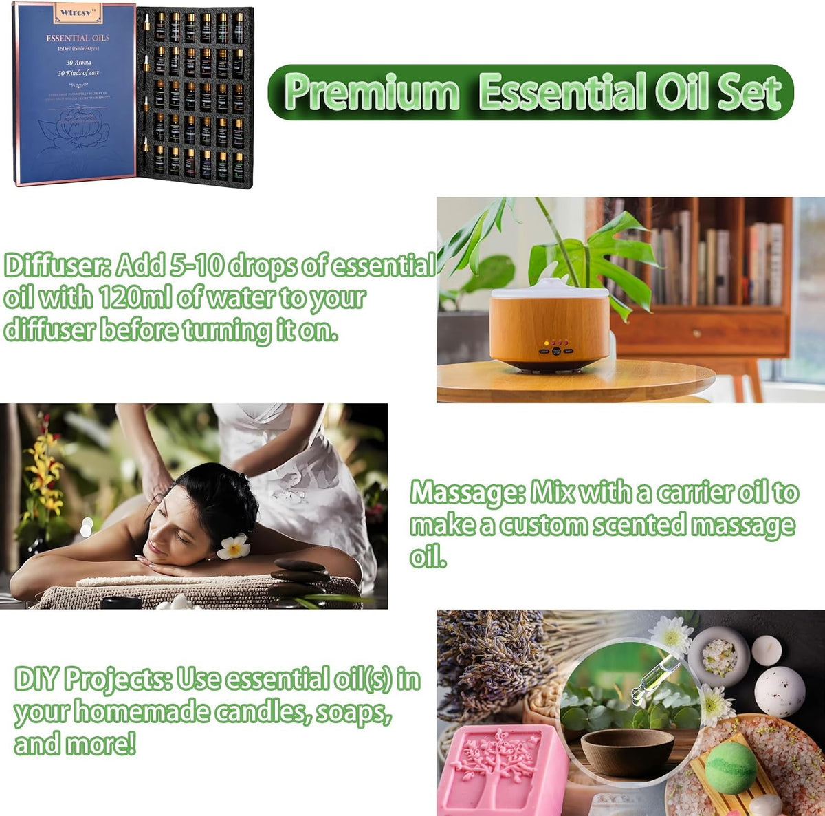 Set de Aceites Esenciales - Aceites Esenciales - Perfecto para Difu...