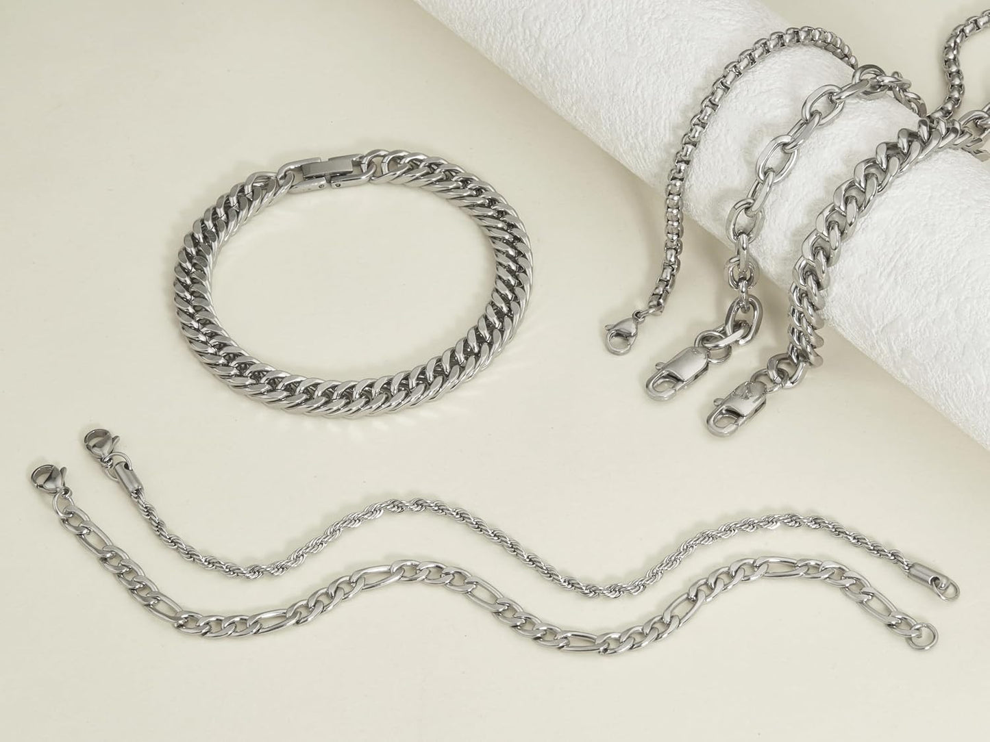 XIANNVXI Juego de 6 pulseras de acero inoxidable para hombre y muje...