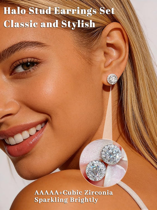 4 pares de aretes de plata para mujer, chapados en plata de 18 quil...