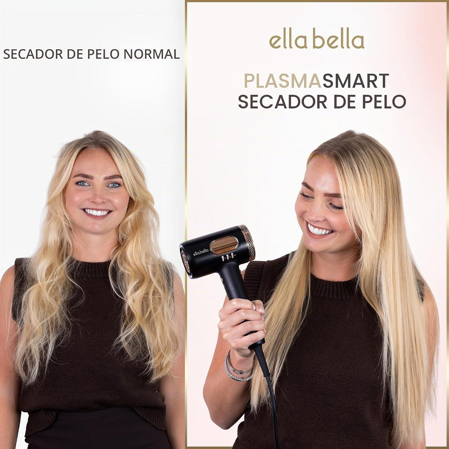 ELLA BELLA® Secador de pelo profesional de plasma inteligente con d...